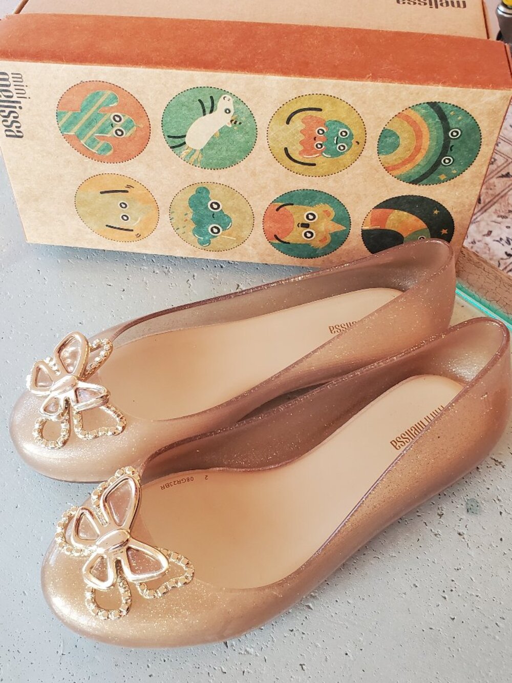 Mini Melissa ! Sweet Love Butterfly gliter Jelly shoes (US/3)